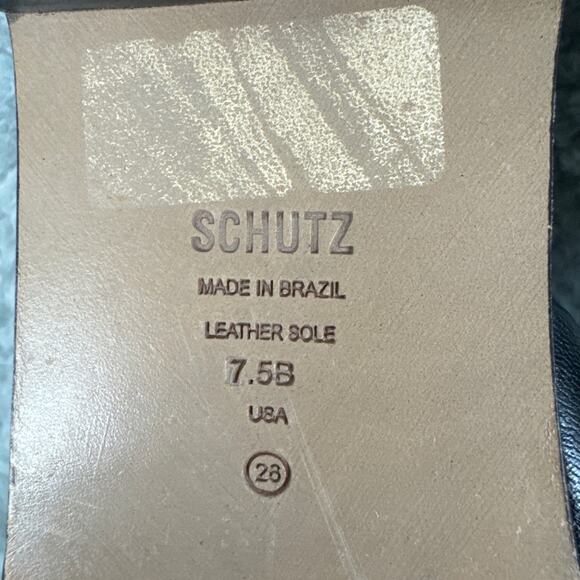 Schutz Fairy Slide Sandals Black Size 7.5 Leather NIB Puffer Straps - Picture 7 of 7